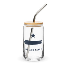 Gonzales Flag/ Come And Take It Can Shaped Glass w/ Optional Lid